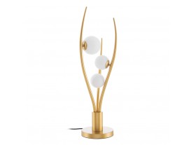 Lámpara de mesa Yawarana cristal metal oro 3 esferas