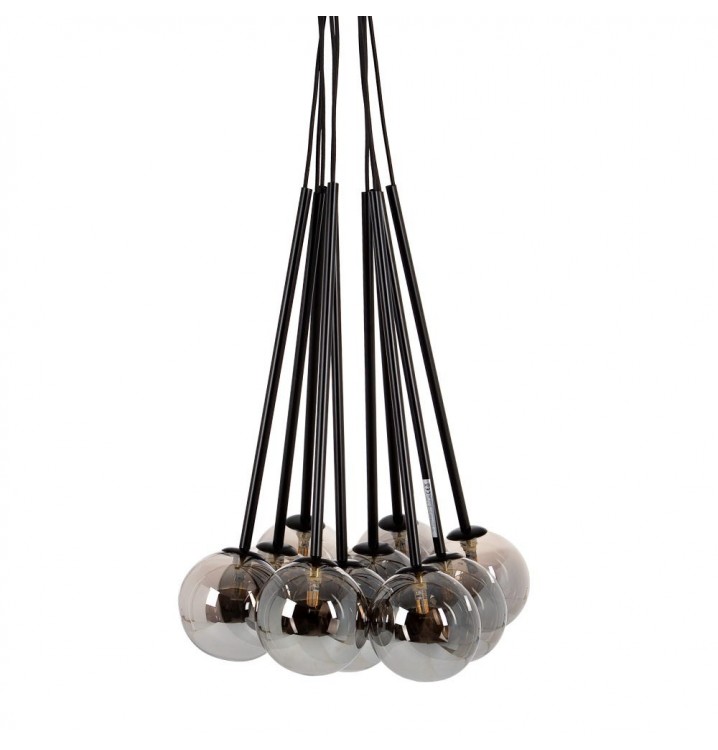 Lámpara de techo Waika metal negro ramo 10 esferas