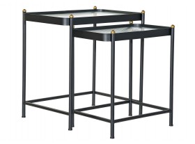 Set de 2 mesas auxiliares Caxibo metal cristal negro