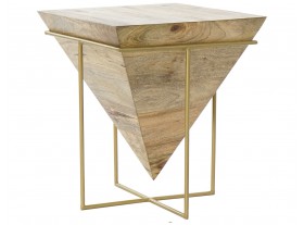 Mesa auxiliar Piramid madera y metal dorado