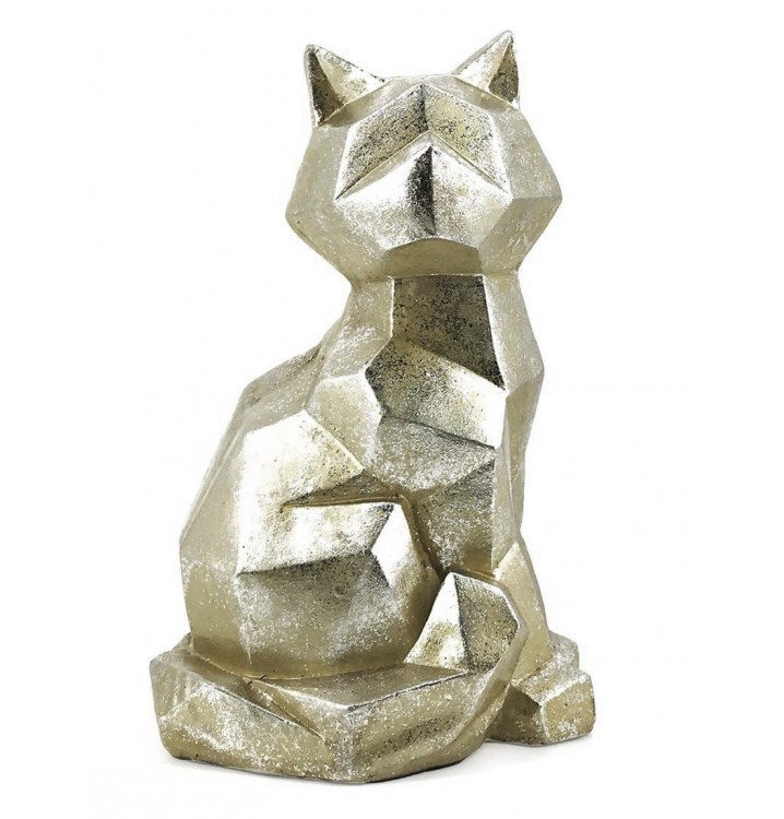 Escultura decorativa gato sentado champagne
