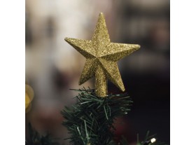 Pico árbol Navidad Estrella dorada purpurina