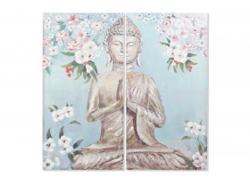Set de 2 cuadros lienzo Alcide Buda flores A140