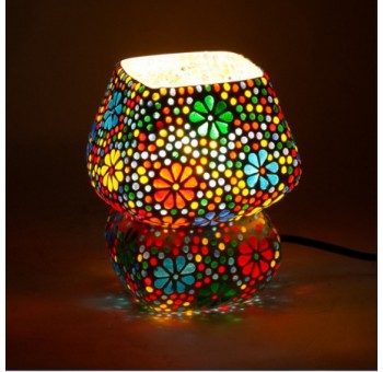 Lámpara sobremesa mosaico multicolor Akiles craquelada