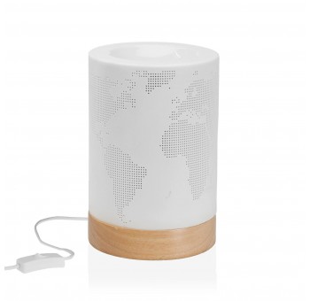 Lámpara sobremesa Mapa Mundi porcelana blanca