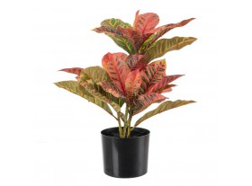Planta artificial con maceta Croton verde y roja