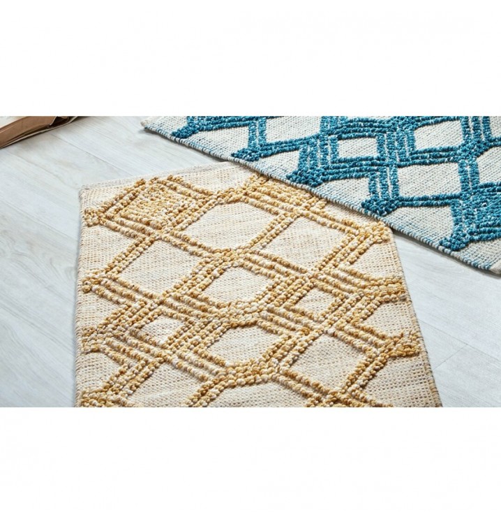 Alfombra Crochet 55x90 rombos mostaza y beige