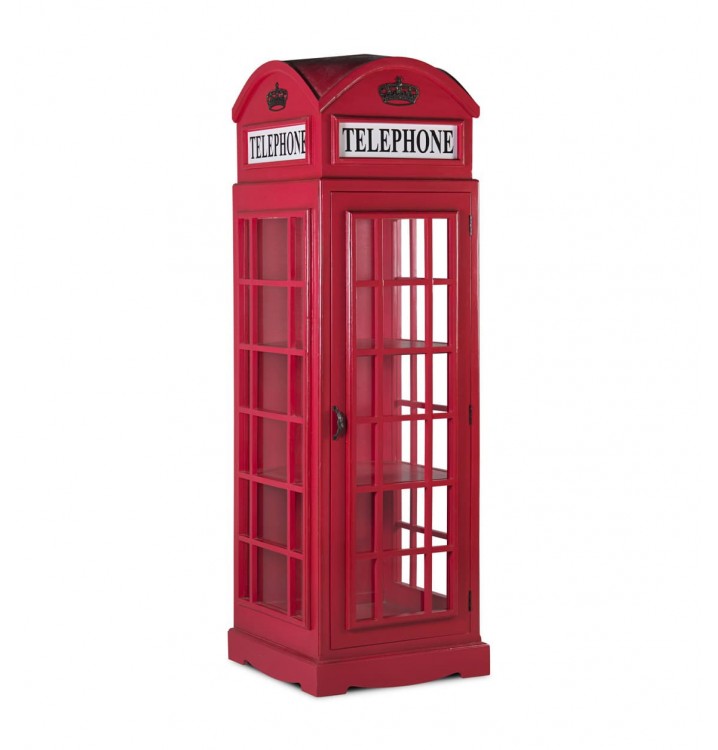 Estantería cabina telefónica inglesa roja 2 estantes