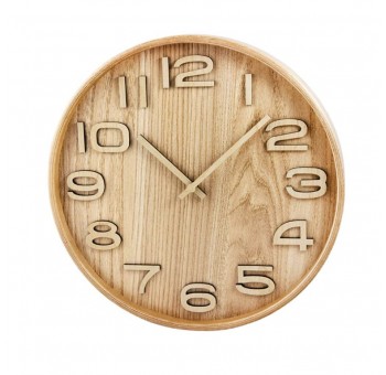 Reloj pared redondo madera natural