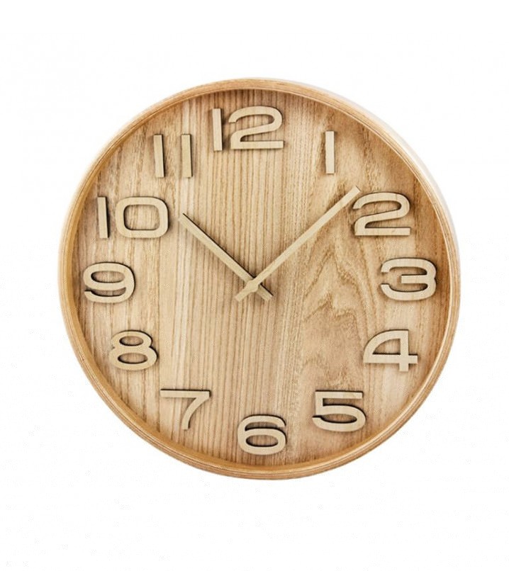 Reloj pared redondo madera natural