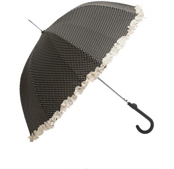 Paraguas adulto negros con lunares y volante