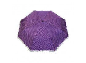 Paraguas adulto púrpura con lunares y volante