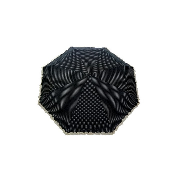 Paraguas adulto marrón lunares negros con volante
