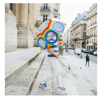 Paraguas infantil transparente arco iris