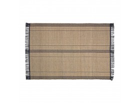 Alfombra rectangular Adriel lana marrón y negro