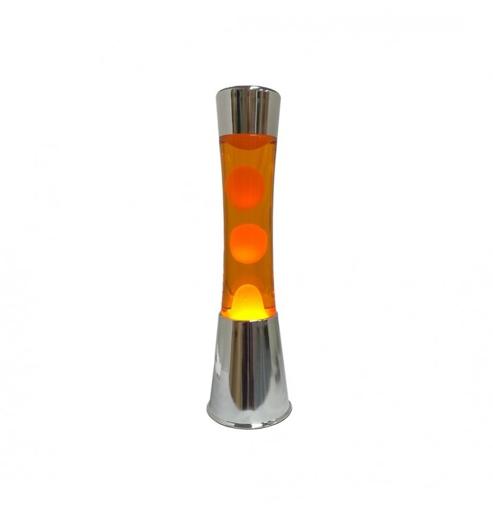 Lámpara lava naranja metal cromo