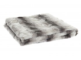 Manta sofá gruesa pelo largo con forro gris y blanco