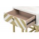 Mesa de noche Belenne madera blanco roto y metal dorado 1 cajón