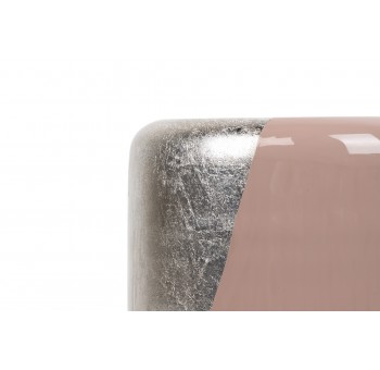 Taburete mesa auxiliar Celethe metal rosa y plata