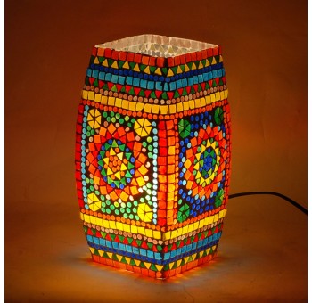 Lámpara sobremesa mosaico multicolor Aebram craquelada
