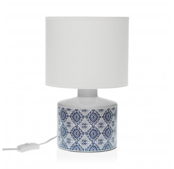 Lámpara sobremesa cerámica mosaico azul y blanco