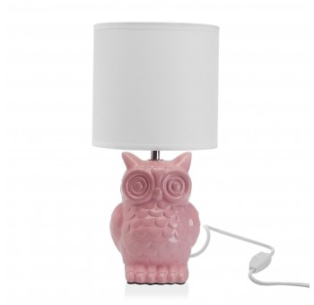 Lámpara Owl cerámica rosa
