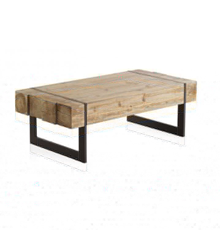 Mesa de centro madera Plank abeto y metal