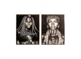 Set 2 cuadros enmarcados mujeres africanas