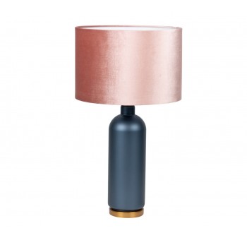 Lámpara sobremesa Jynna cristal azul pantalla rosa