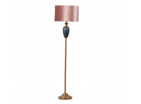 Lámpara de pie Jynna cristal azul pantalla rosa