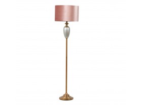 Lámpara de pie Jynna gris pantalla rosa claro