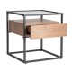Mesa de noche Kofi 1 cajón metal gris y madera