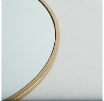 Mesa redonda auxiliar Deyanna metal dorado espejo