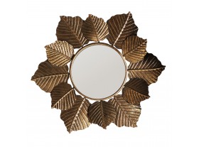 Espejo redondo Amelix hojas metal dorado