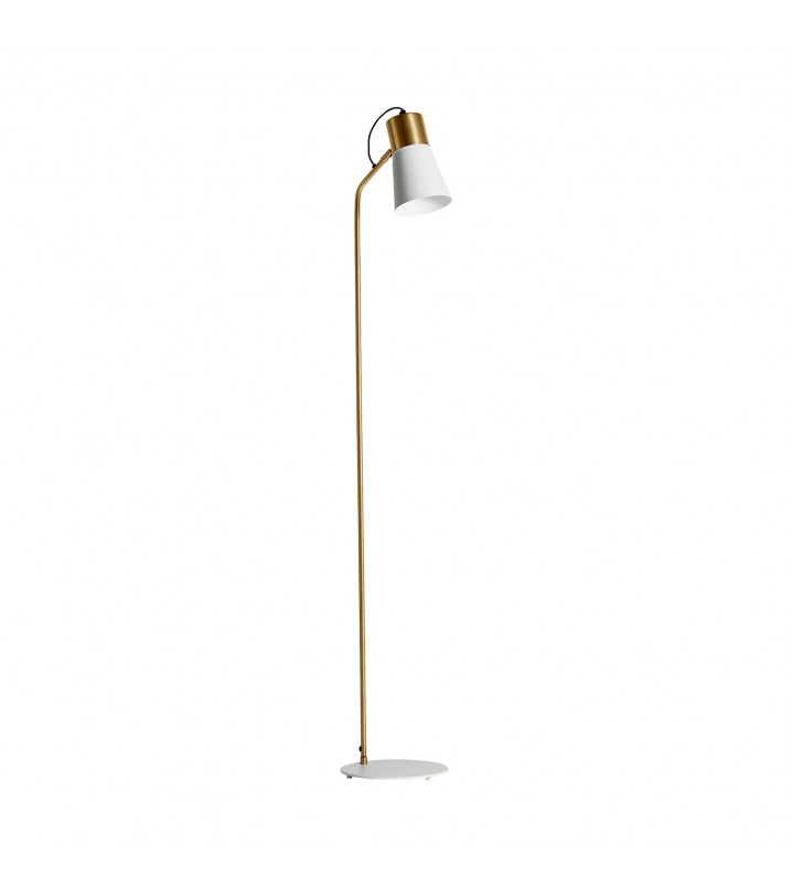 Lámpara de pie Nayea metal blanco y dorado