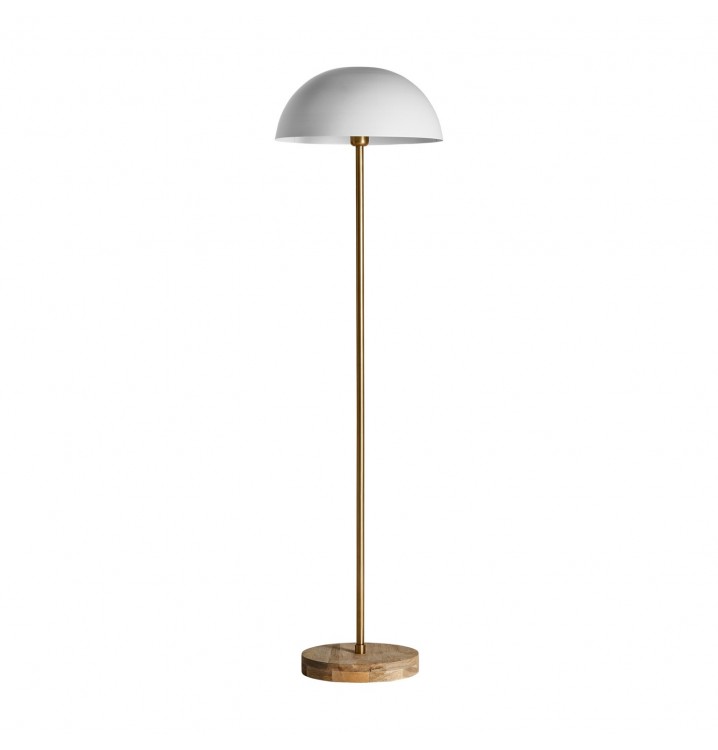 Lámpara de pie Haelee metal blanco dorado y madera