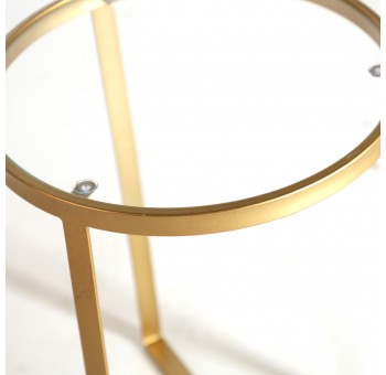 Mesa redonda auxiliar Helna metal dorado y cristal