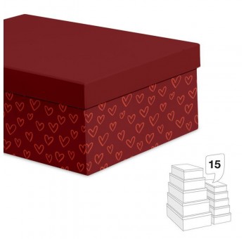 Caja cartón tamaños surtidos roja corazones