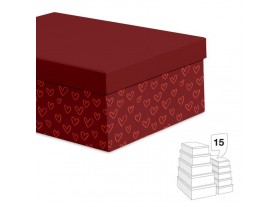 Caja cartón tamaños surtidos roja corazones