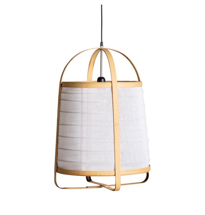 Lámpara de techo Kattalin bambú lino blanco