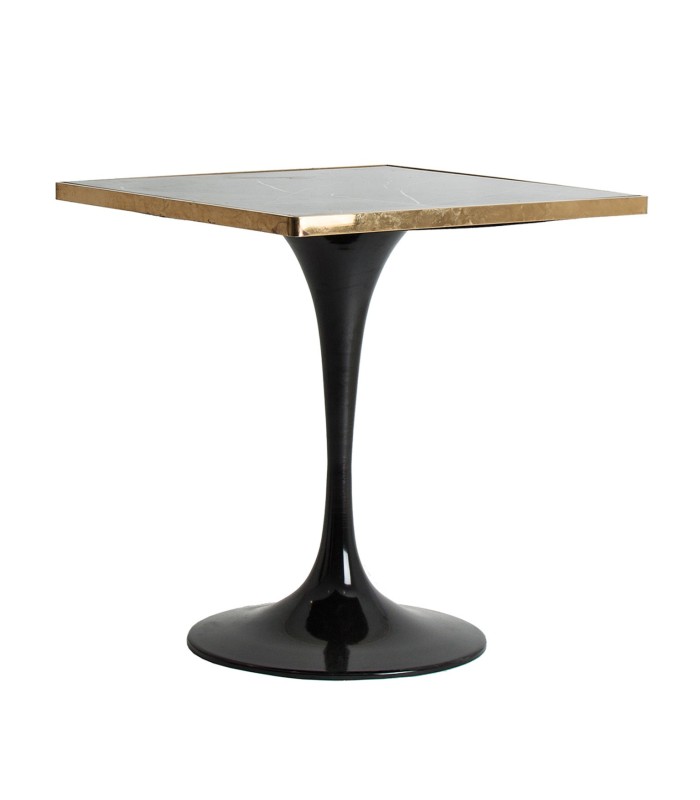 Mesa cuadrada bar Sylas metal dorado y negro D107