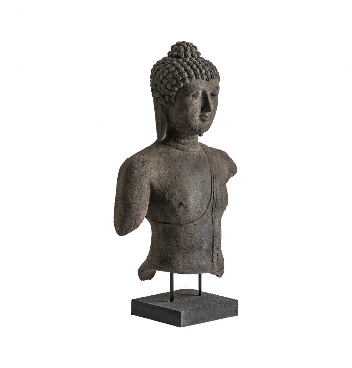 Escultura busto Budha gris petróleo