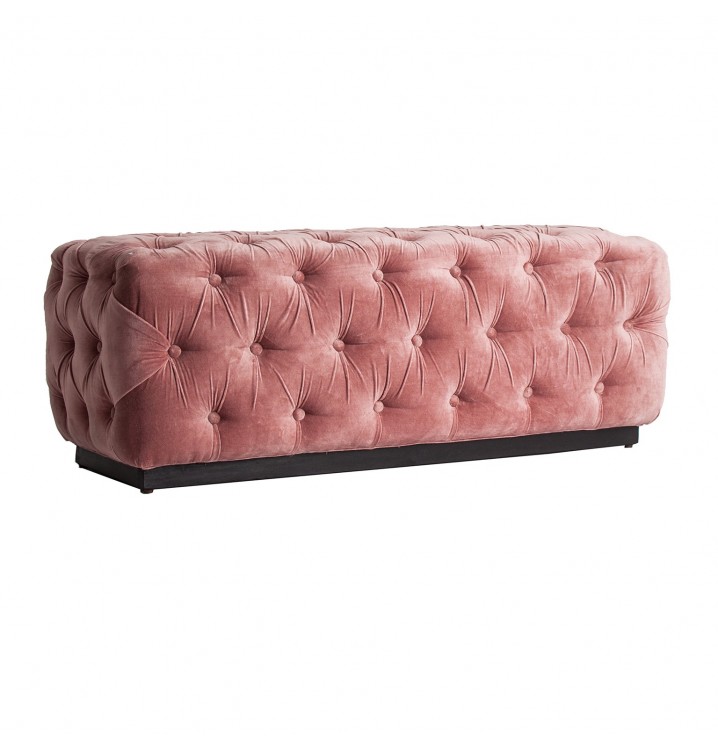 Puf rectangular pie de cama Agamian capitoné rosa