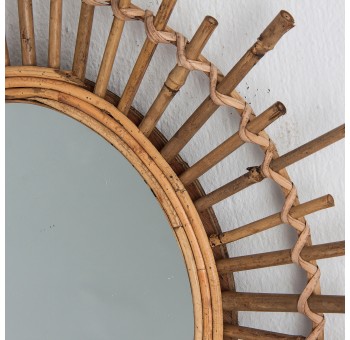 Espejo pared redondo Kharica bambú natural