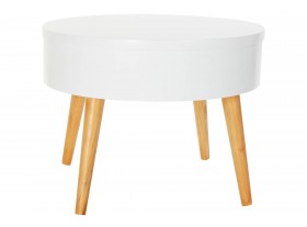 Mesa de centro redonda Palenia madera blanca estilo nórdico