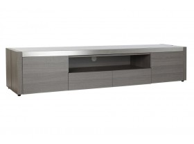 Mueble Tv Philasius madera y cristal gris