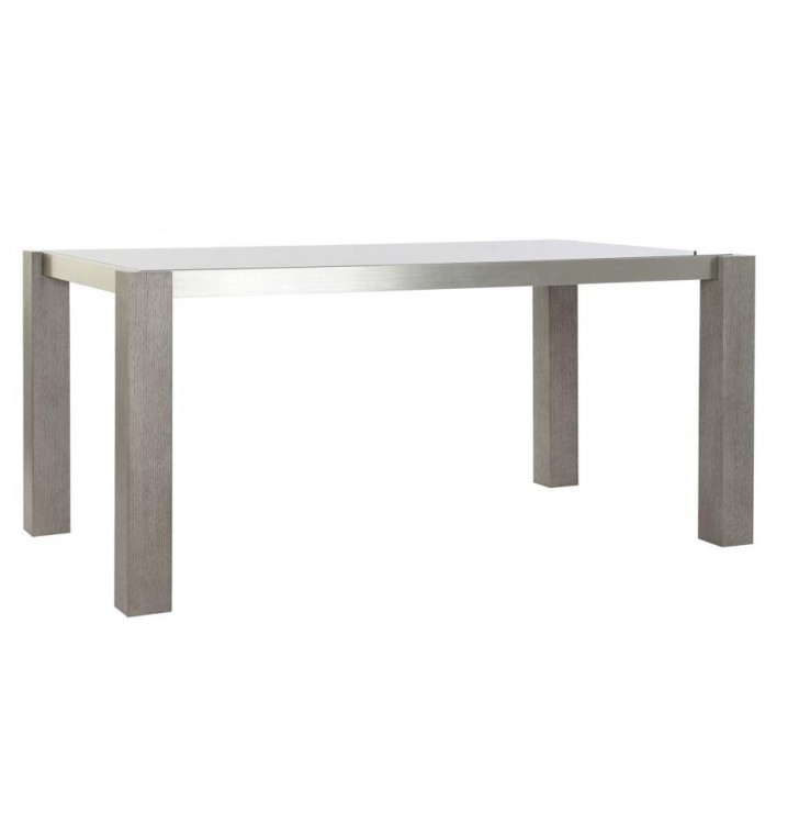 Mesa de comedor Philasius madera y cristal gris