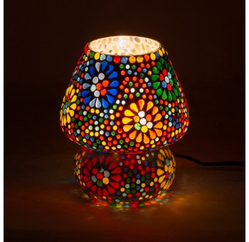 Lámpara sobremesa mosaico multicolor Cretoneus craquelada