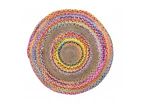 Alfombra redonda 120 cm yute trenzado multicolor