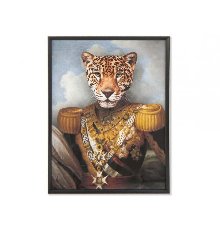 Cuadro cristal Leopardo vestido enmarcado